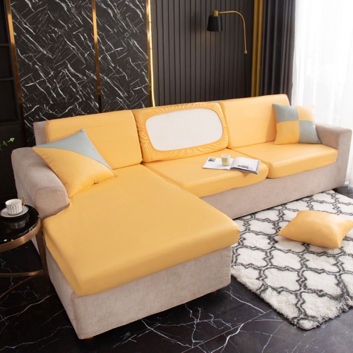 91家纺网 家纺一手货源 找家纺 兴妮雅家纺2021新款纯色皮沙发笠 黄色