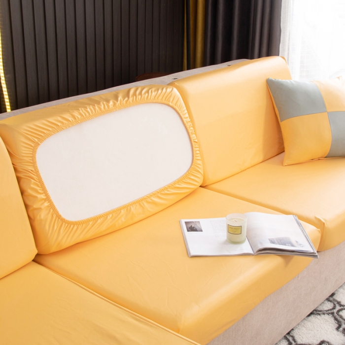 91家纺网 家纺一手货源 找家纺 兴妮雅家纺2021新款纯色皮沙发笠 黄色