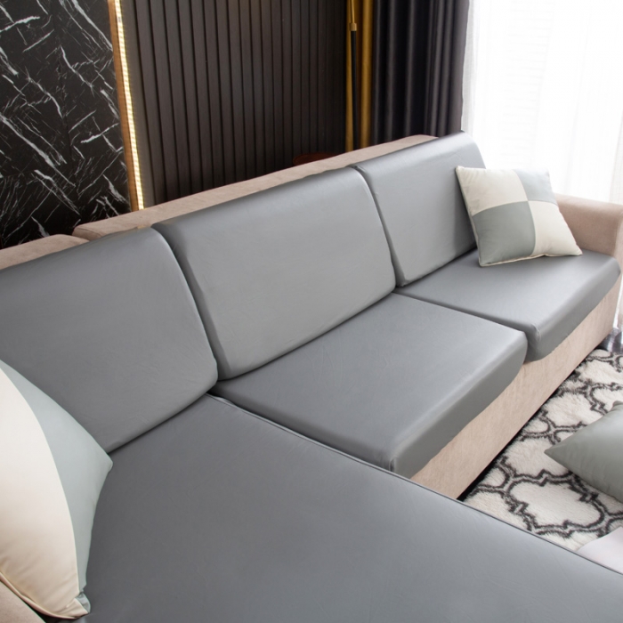 91家纺网 家纺一手货源 找家纺 兴妮雅家纺2021新款纯色皮沙发笠 灰色