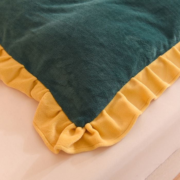 91家纺网 家纺一手货源 找家纺 甜之梦 2025新款毛巾绣牛奶绒单被套 满天星墨绿