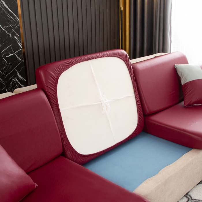 91家纺网 家纺一手货源 找家纺 兴妮雅家纺2021新款纯色皮沙发笠 酒红