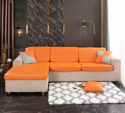 91家纺网 家纺一手货源 找家纺 兴妮雅家纺2021新款纯色皮沙发笠 桔色