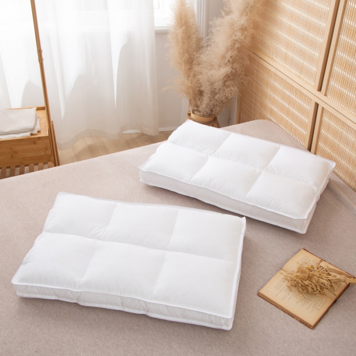 91家纺网 家纺一手货源 找家纺 锦绣万家 2021新款全棉分区定型枕水洗羽丝绒护颈枕 六分区定型枕