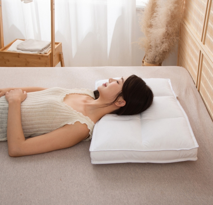 91家纺网 家纺一手货源 找家纺 锦绣万家 2021新款全棉分区定型枕水洗羽丝绒护颈枕 六分区定型枕