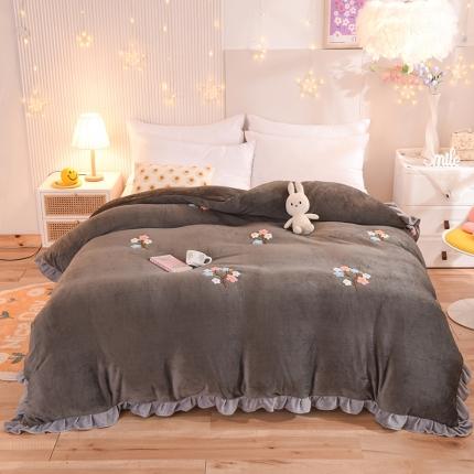 甜之梦 2025新款毛巾绣牛奶绒单被套 满天星深灰