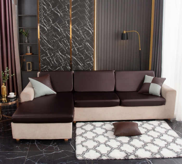 91家纺网 家纺一手货源 找家纺 兴妮雅家纺2021新款纯色皮沙发笠 咖啡