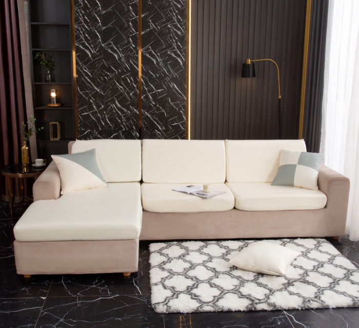 91家纺网 家纺一手货源 找家纺 兴妮雅家纺2021新款纯色皮沙发笠 米色