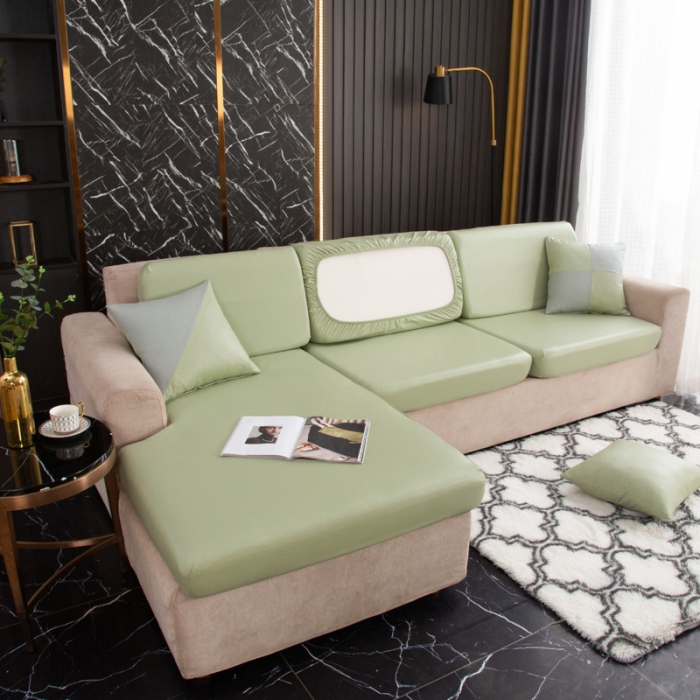 91家纺网 家纺一手货源 找家纺 兴妮雅家纺2021新款纯色皮沙发笠 嫩绿