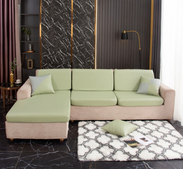 91家纺网 家纺一手货源 找家纺 兴妮雅家纺2021新款纯色皮沙发笠 嫩绿
