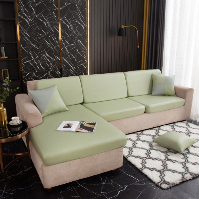 91家纺网 家纺一手货源 找家纺 兴妮雅家纺2021新款纯色皮沙发笠 嫩绿