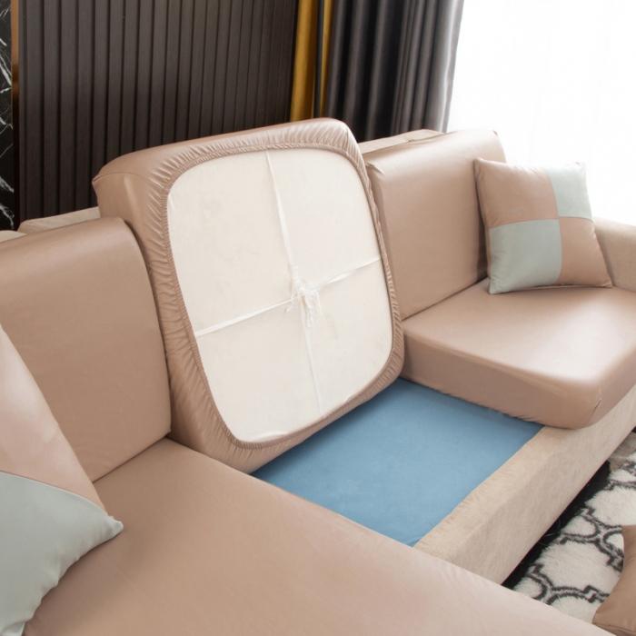 91家纺网 家纺一手货源 找家纺 兴妮雅家纺2021新款纯色皮沙发笠 驼色