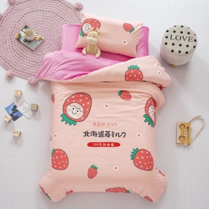 91家纺网 家纺一手货源 找家纺 鱼宝 2021新款棉加绒幼儿园多件套 北海道草莓