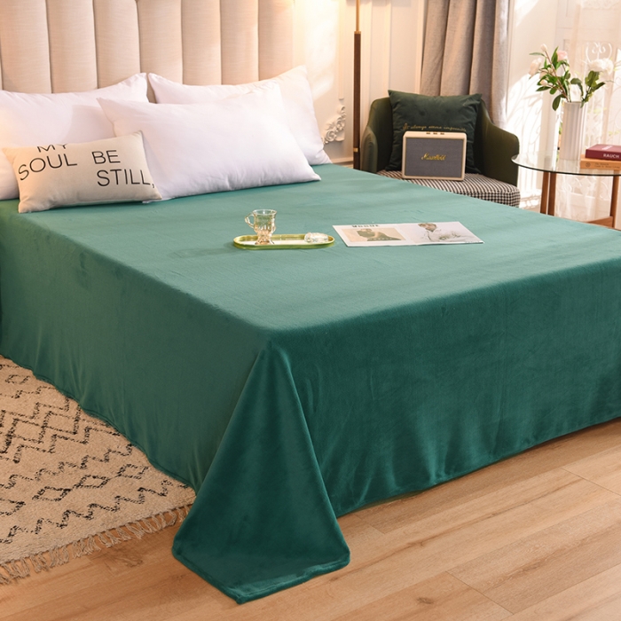 91家纺网 家纺一手货源 找家纺 甜之梦 2025新款毛巾绣牛奶绒单床单 乖乖龙墨绿