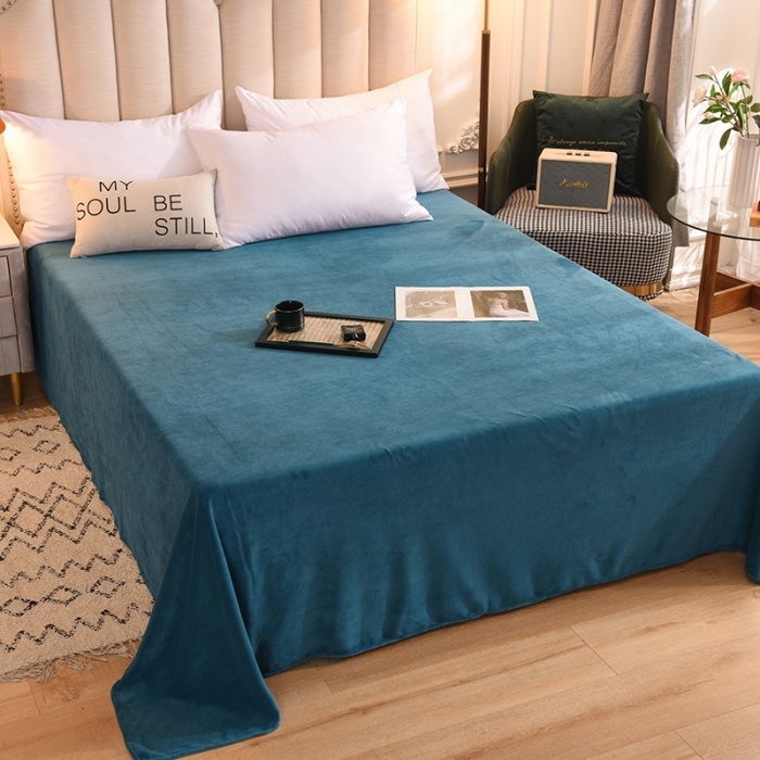 91家纺网 家纺一手货源 找家纺 甜之梦 2025新款毛巾绣牛奶绒单床单 满天星宝石蓝