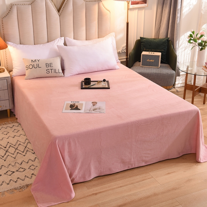 91家纺网 家纺一手货源 找家纺 甜之梦 2025新款毛巾绣牛奶绒单床单 满天星淡粉