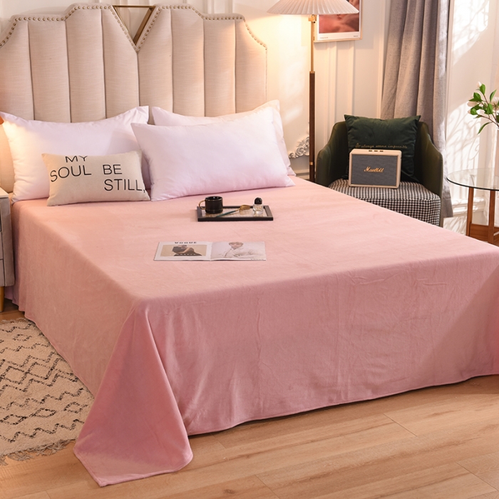 91家纺网 家纺一手货源 找家纺 甜之梦 2025新款毛巾绣牛奶绒单床单 满天星淡粉