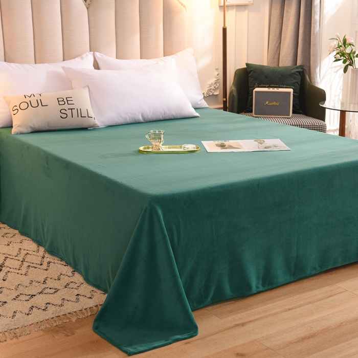 91家纺网 家纺一手货源 找家纺 甜之梦 2025新款毛巾绣牛奶绒单床单 满天星墨绿