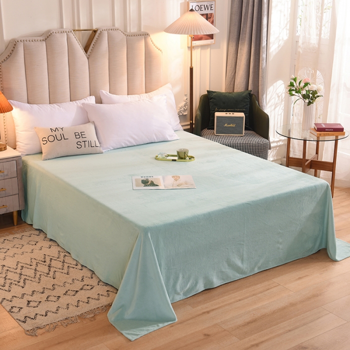 91家纺网 家纺一手货源 找家纺 甜之梦 2025新款毛巾绣牛奶绒单床单 满天星嫩绿