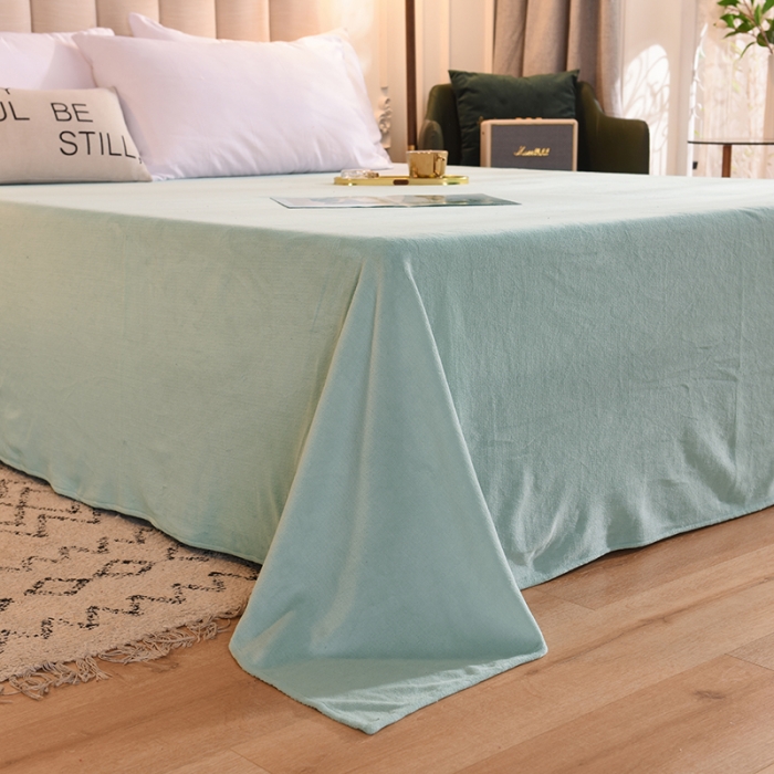 91家纺网 家纺一手货源 找家纺 甜之梦 2025新款毛巾绣牛奶绒单床单 满天星嫩绿