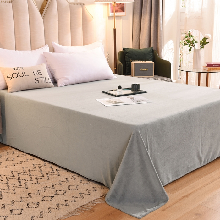 91家纺网 家纺一手货源 找家纺 甜之梦 2025新款毛巾绣牛奶绒单床单 满天星浅灰