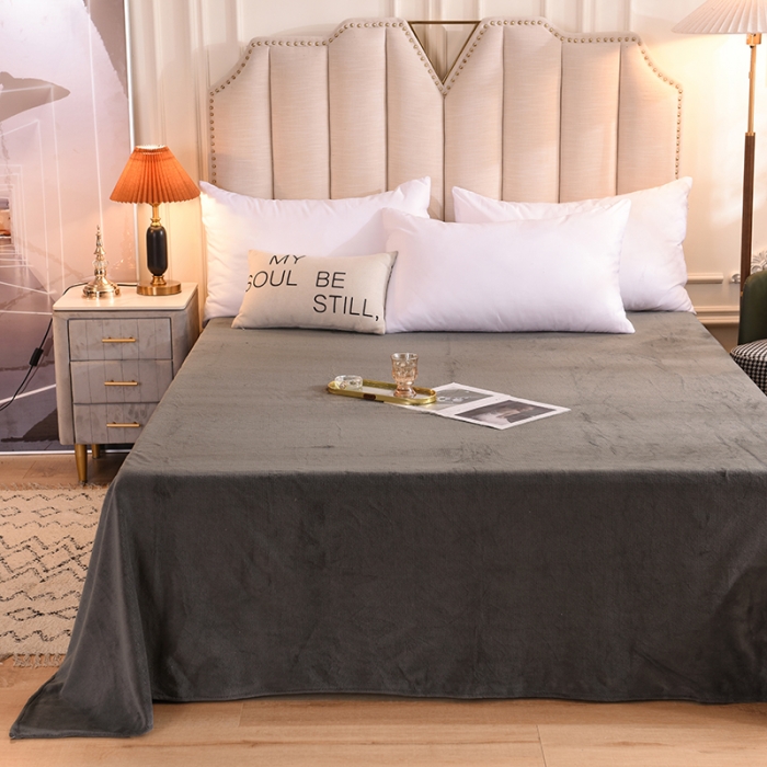 91家纺网 家纺一手货源 找家纺 甜之梦 2025新款毛巾绣牛奶绒单床单 满天星深灰