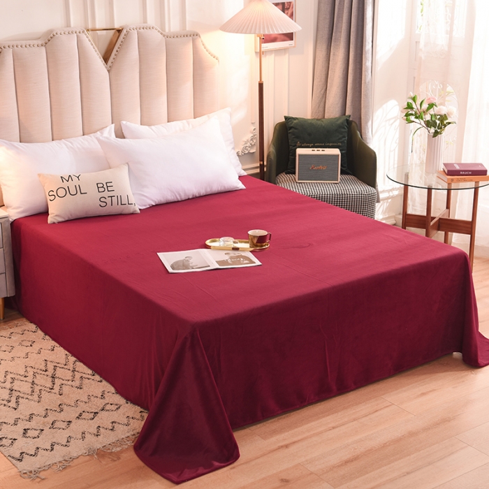 91家纺网 家纺一手货源 找家纺 甜之梦 2025新款毛巾绣牛奶绒单床单 满天星洋酒红