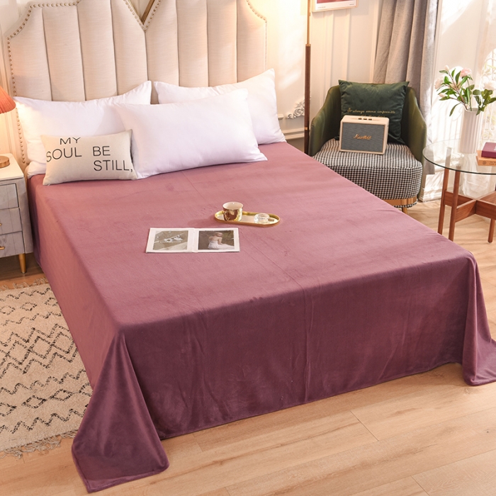 91家纺网 家纺一手货源 找家纺 甜之梦 2025新款毛巾绣牛奶绒单床单 满天星紫豆沙