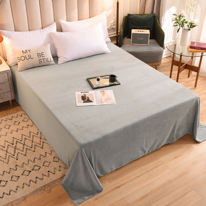 91家纺网 家纺一手货源 找家纺 甜之梦 2025新款毛巾绣牛奶绒单床单 小熊宝可梦浅灰