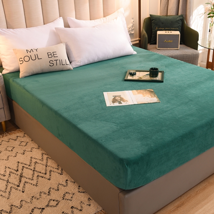 91家纺网 家纺一手货源 找家纺 甜之梦 2025新款毛巾绣牛奶绒单床笠 乖乖龙墨绿