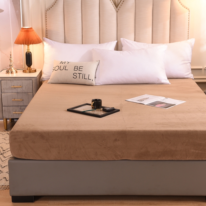 91家纺网 家纺一手货源 找家纺 甜之梦 2025新款毛巾绣牛奶绒单床笠 乖乖龙奶茶咖