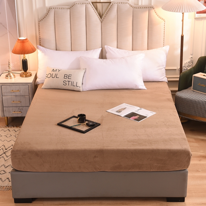 91家纺网 家纺一手货源 找家纺 甜之梦 2025新款毛巾绣牛奶绒单床笠 乖乖龙奶茶咖