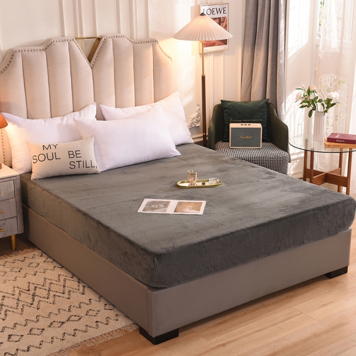 91家纺网 家纺一手货源 找家纺 甜之梦 2025新款毛巾绣牛奶绒单床笠 乖乖龙深灰