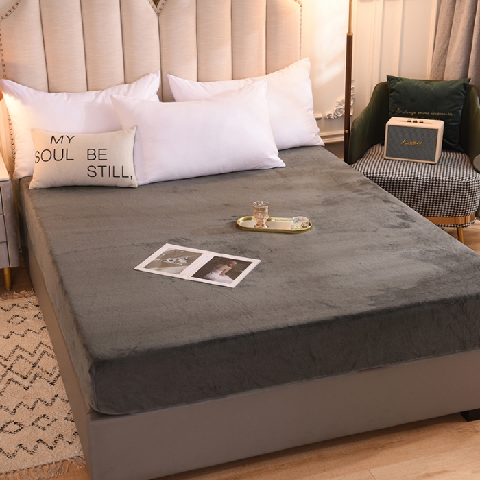 91家纺网 家纺一手货源 找家纺 甜之梦 2025新款毛巾绣牛奶绒单床笠 乖乖龙深灰