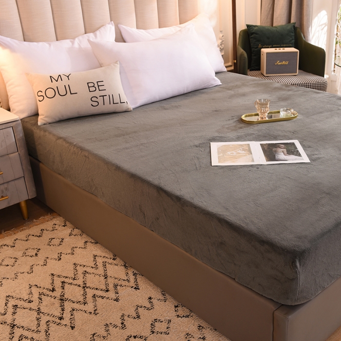 91家纺网 家纺一手货源 找家纺 甜之梦 2025新款毛巾绣牛奶绒单床笠 乖乖龙深灰