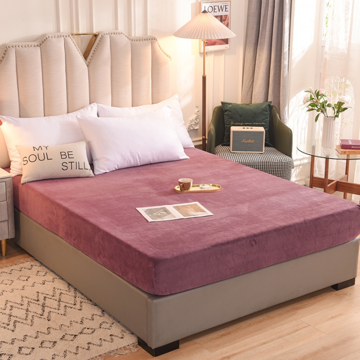 91家纺网 家纺一手货源 找家纺 甜之梦 2025新款毛巾绣牛奶绒单床笠 乖乖龙紫豆沙