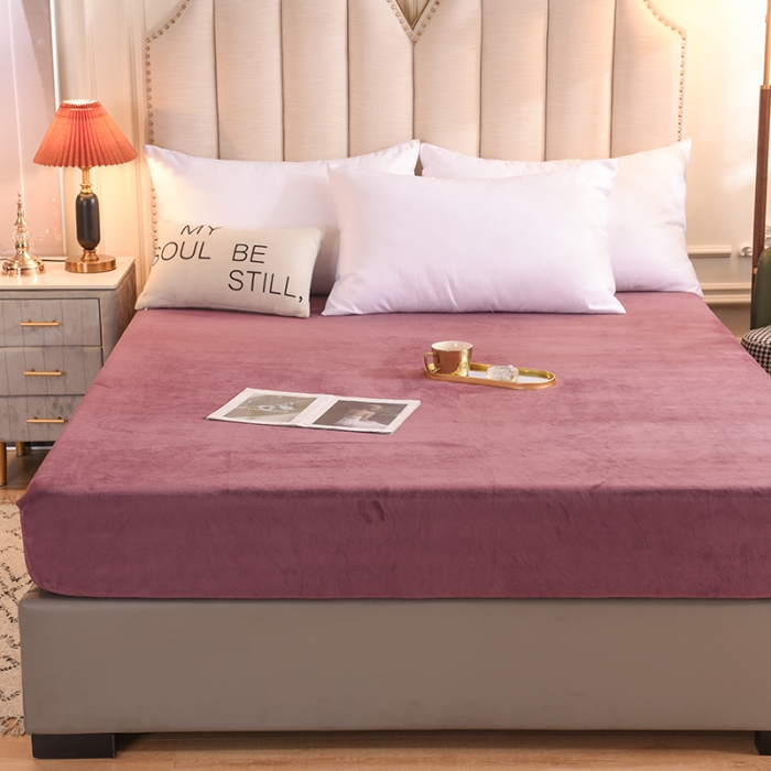 91家纺网 家纺一手货源 找家纺 甜之梦 2025新款毛巾绣牛奶绒单床笠 乖乖龙紫豆沙