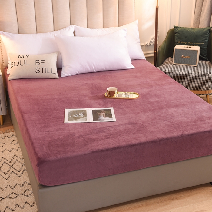 91家纺网 家纺一手货源 找家纺 甜之梦 2025新款毛巾绣牛奶绒单床笠 乖乖龙紫豆沙