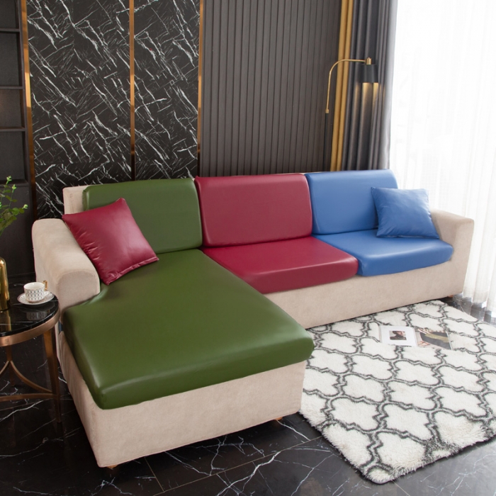 91家纺网 家纺一手货源 找家纺 兴妮雅家纺2021新款拼色皮沙发笠 碧绿加酒红加宝蓝