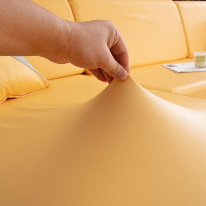 91家纺网 家纺一手货源 找家纺 兴妮雅家纺2021新款拼色皮沙发笠 黄色加桔色加雾蓝