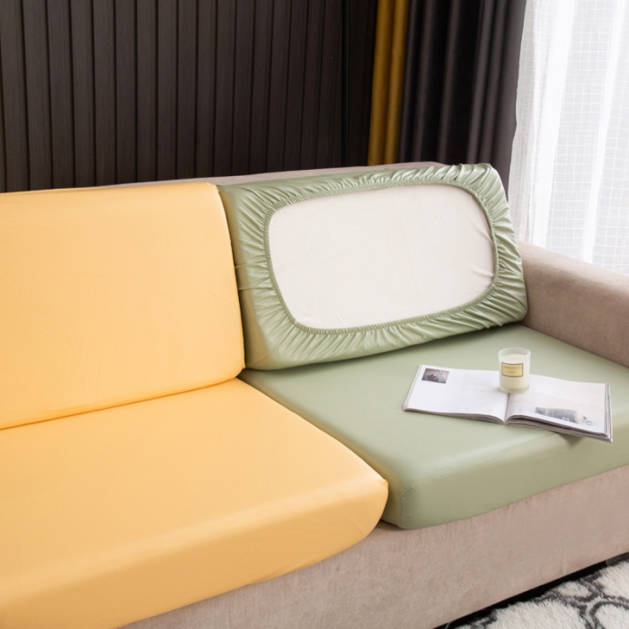 91家纺网 家纺一手货源 找家纺 兴妮雅家纺2021新款拼色皮沙发笠 深灰加黄色加嫩绿