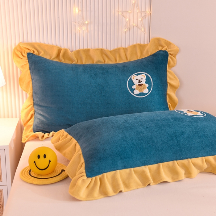 91家纺网 家纺一手货源 找家纺 （总）甜之梦 2025新款毛巾绣牛奶绒单枕套