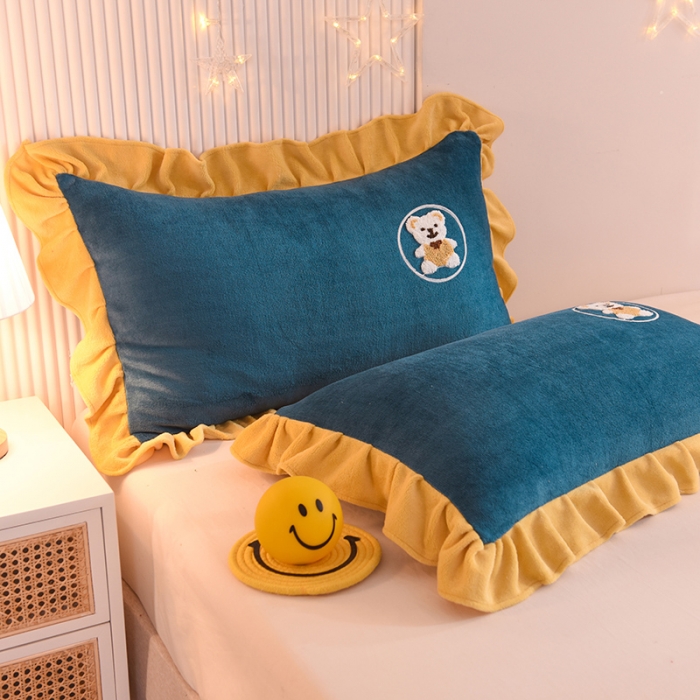 91家纺网 家纺一手货源 找家纺 （总）甜之梦 2025新款毛巾绣牛奶绒单枕套