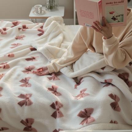 91家纺网 家纺一手货源 找家纺 澳梵家居 2021新款ins网红小颗粒羊羔绒双面绒毛毯 蝴蝶结