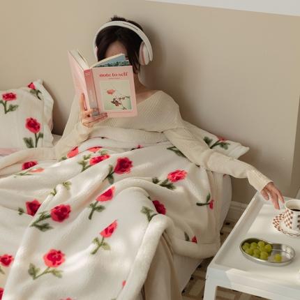 澳梵家居 2021新款ins网红小颗粒羊羔绒双面绒毛毯 清晨玫瑰