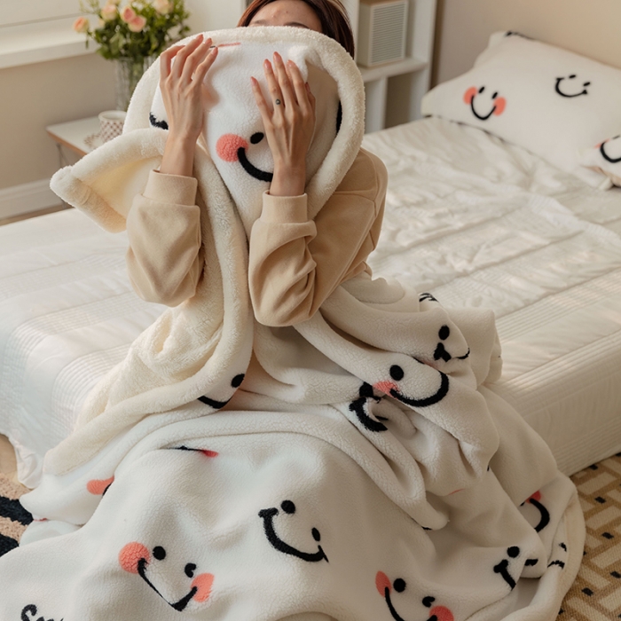 91家纺网 家纺一手货源 找家纺 澳梵家居 2021新款ins网红小颗粒羊羔绒双面绒毛毯 小美好