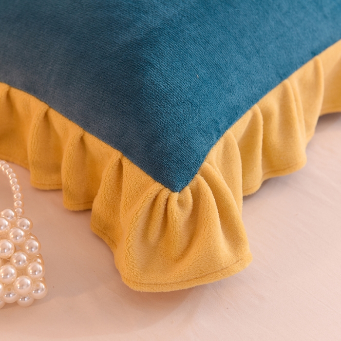 91家纺网 家纺一手货源 找家纺 甜之梦 2025新款毛巾绣牛奶绒单枕套 满天星宝石蓝