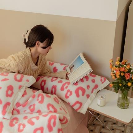 澳梵家居 2021新款ins网红小颗粒羊羔绒牛奶绒绒四件套 粉色小豹纹