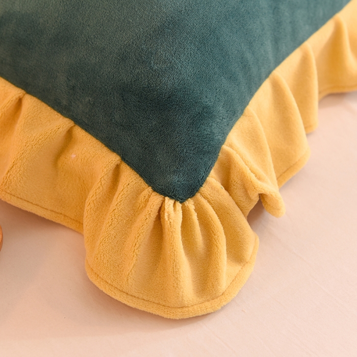 91家纺网 家纺一手货源 找家纺 甜之梦 2025新款毛巾绣牛奶绒单枕套 满天星墨绿