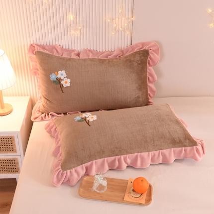 甜之梦 2025新款毛巾绣牛奶绒单枕套 满天星奶茶咖