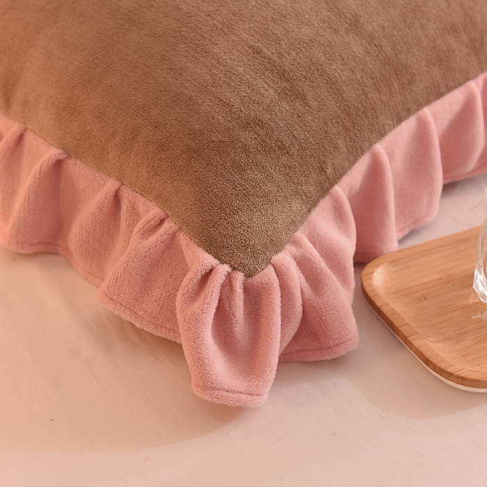 91家纺网 家纺一手货源 找家纺 甜之梦 2025新款毛巾绣牛奶绒单枕套 满天星奶茶咖